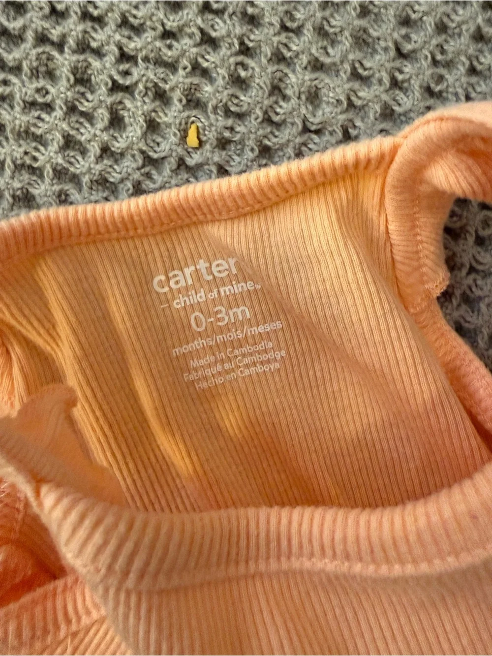 Carters + Burts Bees Baby Girl Bundle  0-3mo, Peach + Light Blue Outfits